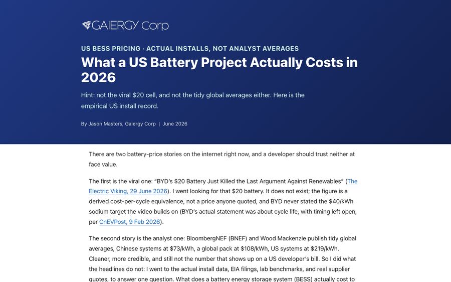 Battery cost study