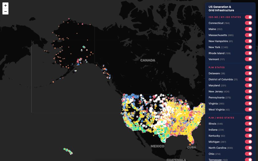 Map of Northeast generating units