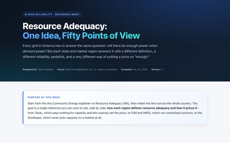 Resource adequacy across 50 states